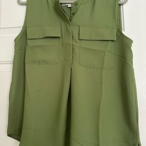 LOFT Olive Utility Sleeveless Blouse NWOT